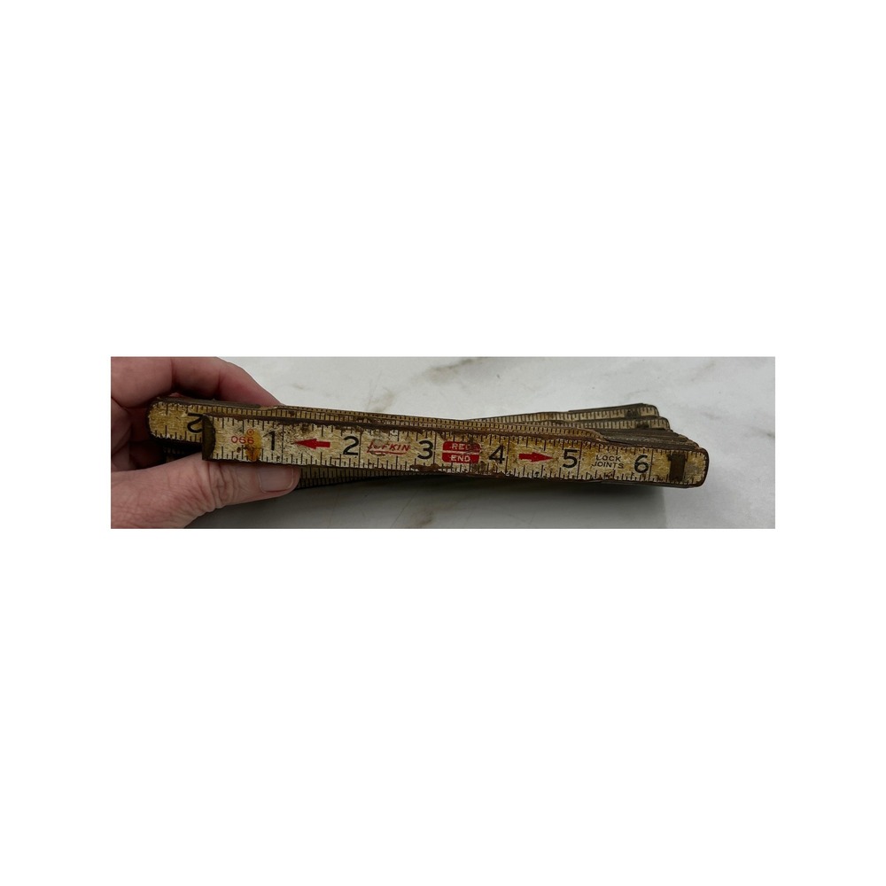 Vintage Lufkin Red End 066 Folding Wood Ruler 72 Inch 6 Ft Carpenter Rule USA